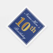 Elegant Blue, Faux Gold 10th Birthday; Aangepaste  Servet (Hoek)