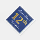 Elegant Blue, Faux Gold 12th Birthday; Aangepaste Servetten (Hoek)