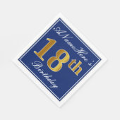 Elegant Blue, Faux Gold 18th Birthday; Aangepaste  Servetten (Hoek)