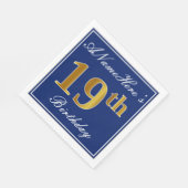 Elegant Blue, Faux Gold 19th Birthday; Aangepaste  Servet (Hoek)