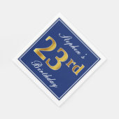 Elegant Blue, Faux Gold 23rd Birthday; aangepaste Servet (Hoek)