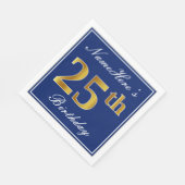 Elegant Blue, Faux Gold 25th Birthday; Aangepaste  Servet (Hoek)