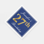 Elegant Blue, Faux Gold 27th Birthday; Aangepaste  Servet (Hoek)