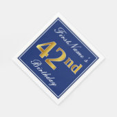 Elegant Blue, Faux Gold 42nd Birthday; Aangepaste  Servet (Hoek)