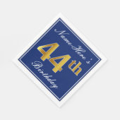 Elegant Blue, Faux Gold 44th Birthday; Aangepaste  Servet (Hoek)