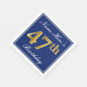 Elegant Blue, Faux Gold 47th Birthday; Aangepaste  Servet (Hoek)
