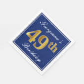 Elegant Blue, Faux Gold 49th Birthday; Aangepaste  Servet (Hoek)