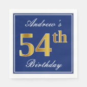 Elegant Blue, Faux Gold 54th Birthday; Aangepaste  Servet (Voorkant)