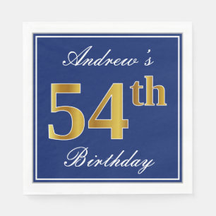 Elegant Blue, Faux Gold 54th Birthday; Aangepaste  Servet