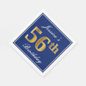 Elegant Blue, Faux Gold 56th Birthday; Aangepaste  Servet (Hoek)