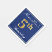 Elegant Blue, Faux Gold 5th Birthday + Aangepaste  Servetten (Hoek)