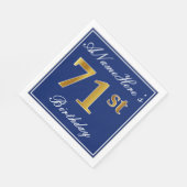 Elegant Blue, Faux Gold 71st Birthday; Aangepaste  Servetten (Hoek)