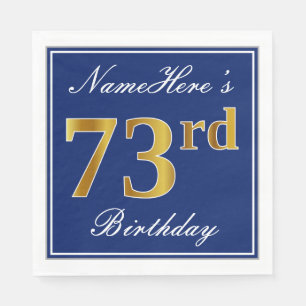 Elegant Blue, Faux Gold 73rd Birthday; aangepaste  Servetten