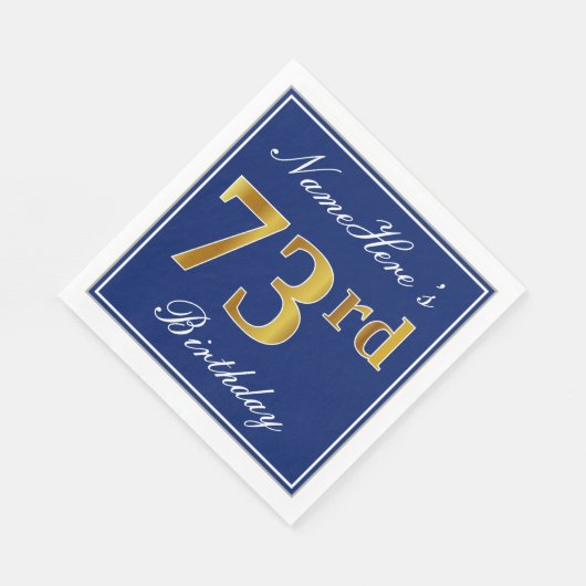Elegant Blue, Faux Gold 73rd Birthday; aangepaste  Servetten (Hoek)
