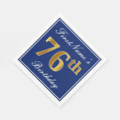 Elegant Blue, Faux Gold 76th Birthday; Aangepaste Servet (Hoek)