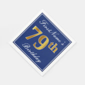 Elegant Blue, Faux Gold 79th Birthday; Aangepaste  Servet (Hoek)
