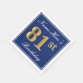 Elegant Blue, Faux Gold 81st Birthday; Aangepaste  Servet (Hoek)