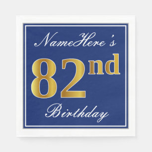 Elegant Blue, Faux Gold 82nd Birthday; Aangepaste  Servetten