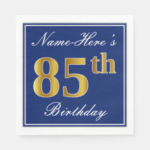 Elegant Blue, Faux Gold 85th Birthday; Aangepaste  Servetten