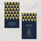 Elegant Blue Faux Gold-driehoek Moderne verticale Visitekaartje (Voorkant / Achterkant)