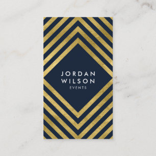 Elegant Blue Faux Gold Geometric Social Media Visitekaartje