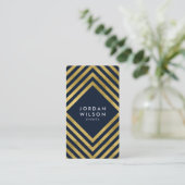 Elegant Blue Faux Gold Geometric Social Media Visitekaartje (Staand voorkant)
