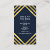 Elegant Blue Faux Gold Geometric Social Media Visitekaartje (Achterkant)