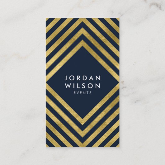 Elegant Blue Faux Gold Geometric Social Media Visitekaartje (Voorkant)