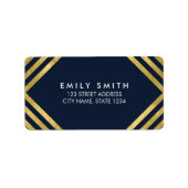Elegant Blue Faux Gold Lines Adres Etiket (Voorkant)