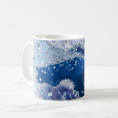 Elegant Blue Faux Holo Glitter Agate Koffiemok (Voorkant links)