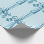 Elegant Blue Faux Satin Ribbon Bow Wrapping Paper Cadeaupapier (Hoek)
