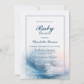 Elegant Blue Feather Baby shower Kaart (Voorkant)