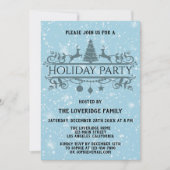 Elegant Blue Festive-kerstfeestdag sneeuw Kaart (Voorkant)