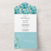 Elegant Blue Field Flowers Waterverf All In One Uitnodiging (Binnen)