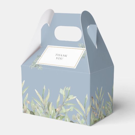 Elegant Blue First Heilige Communauteit Greenery Bedankdoosjes (Achterkant)