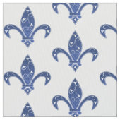 Elegant Blue Fleur de Lis Stof (Close Up)