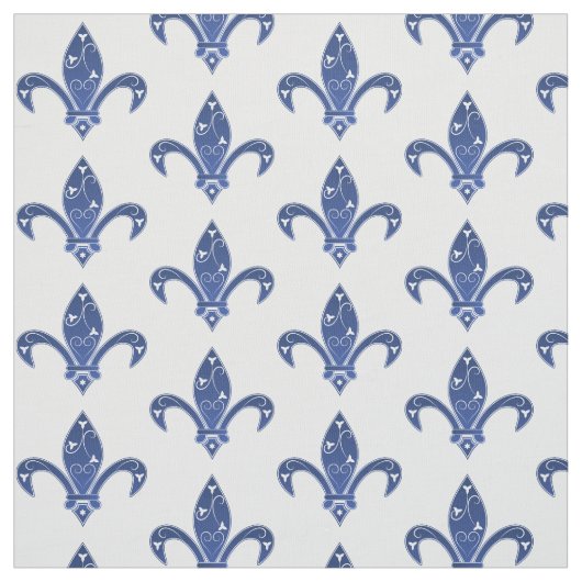 Elegant Blue Fleur de Lis Stof (Swatch)