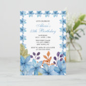 Elegant Blue Flora Waterverf van elke leeftijd Ver Kaart (Staand voorkant)