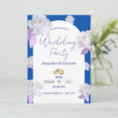 Elegant Blue Floral Arch Wedding Invitation Kaart (Staand voorkant)