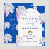 Elegant Blue Floral Arch Wedding Invitation Kaart (Voorkant / Achterkant)