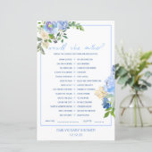 Elegant Blue Floral Baby shower Game Gedrukt (Staand voorkant)