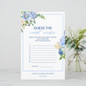 Elegant Blue Floral Baby shower Game Gedrukt, jong (Staand voorkant)