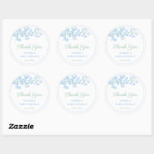 Elegant Blue Floral Baby shower Hartelijk dank Ronde Sticker (Vel)