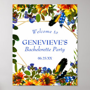 Elegant Blue Floral Bachelorette Poster