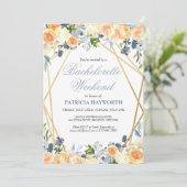 Elegant Blue Floral Bachelorette Weekend Kaart (Staand voorkant)
