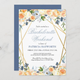 Elegant Blue Floral Bachelorette Weekend Kaart