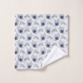 Elegant Blue Floral Bad Handdoek (Wasdoekje)