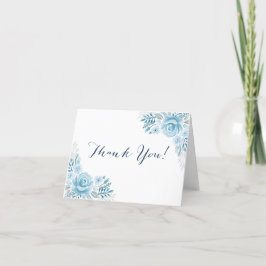Elegant Blue Floral Bedankkaart