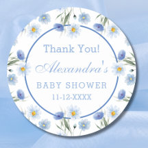 Elegant Blue Floral Boho Baby shower Bedankt