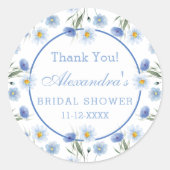 Elegant Blue Floral Boho Vrijgezellenfeest dank u Ronde Sticker (Voorkant)